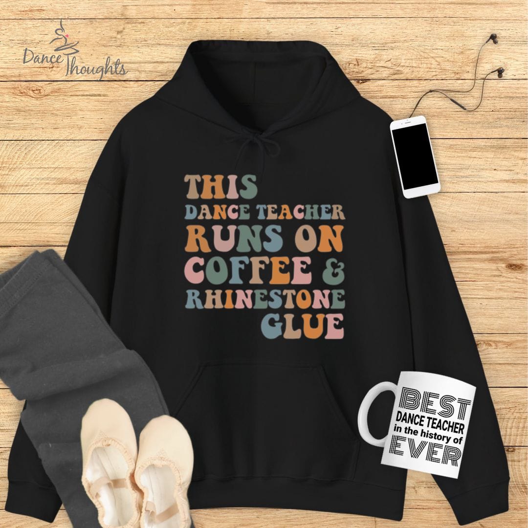 Coffee and Rhinestone Glue Hoodie-Hoodie-Dance Thoughts