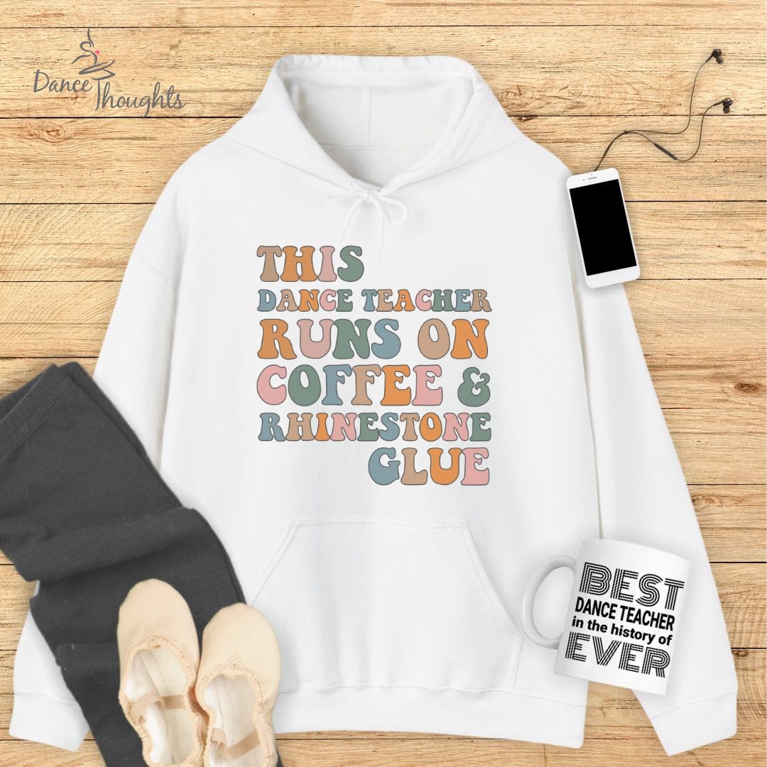 Coffee and Rhinestone Glue Hoodie-Hoodie-Dance Thoughts