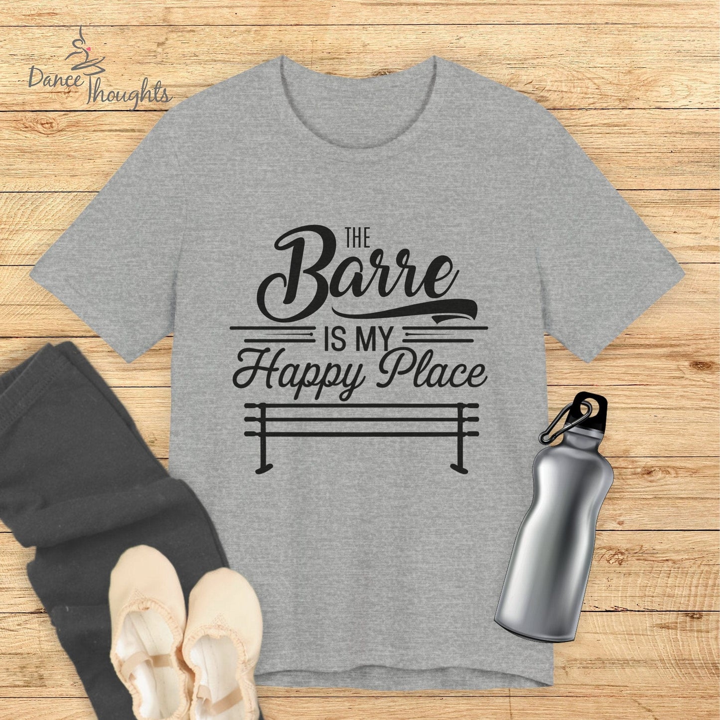 The Barre Is My Happy Place T-shirt-T-Shirt-Dance Thoughts