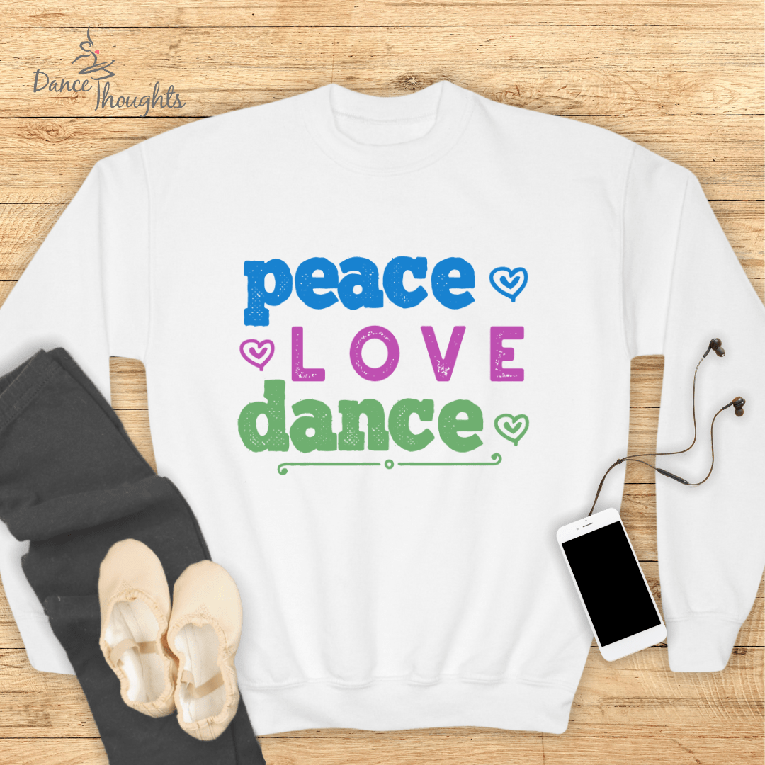 KIDS Peace Love Dance Sweatshirt-Kids clothes-Dance Thoughts