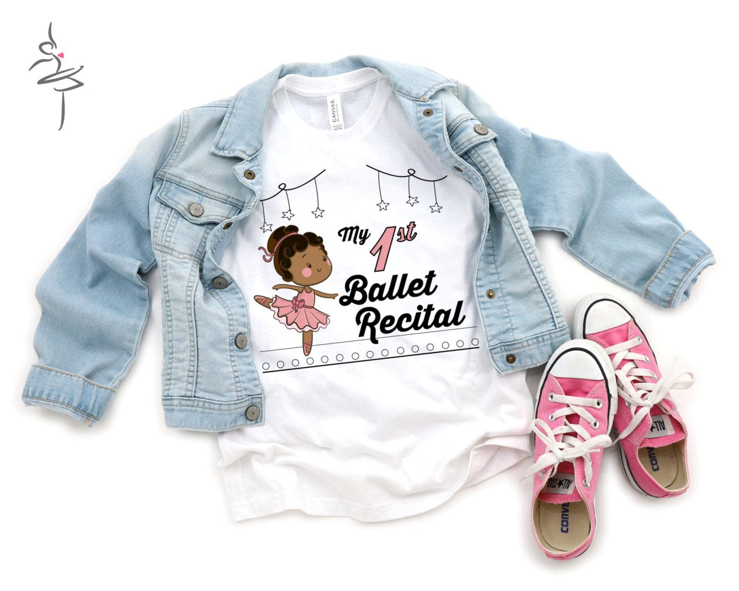 KIDS My First Ballet Recital (dark skin/brown hair) T-Shirt-Kids clothes-Dance Thoughts