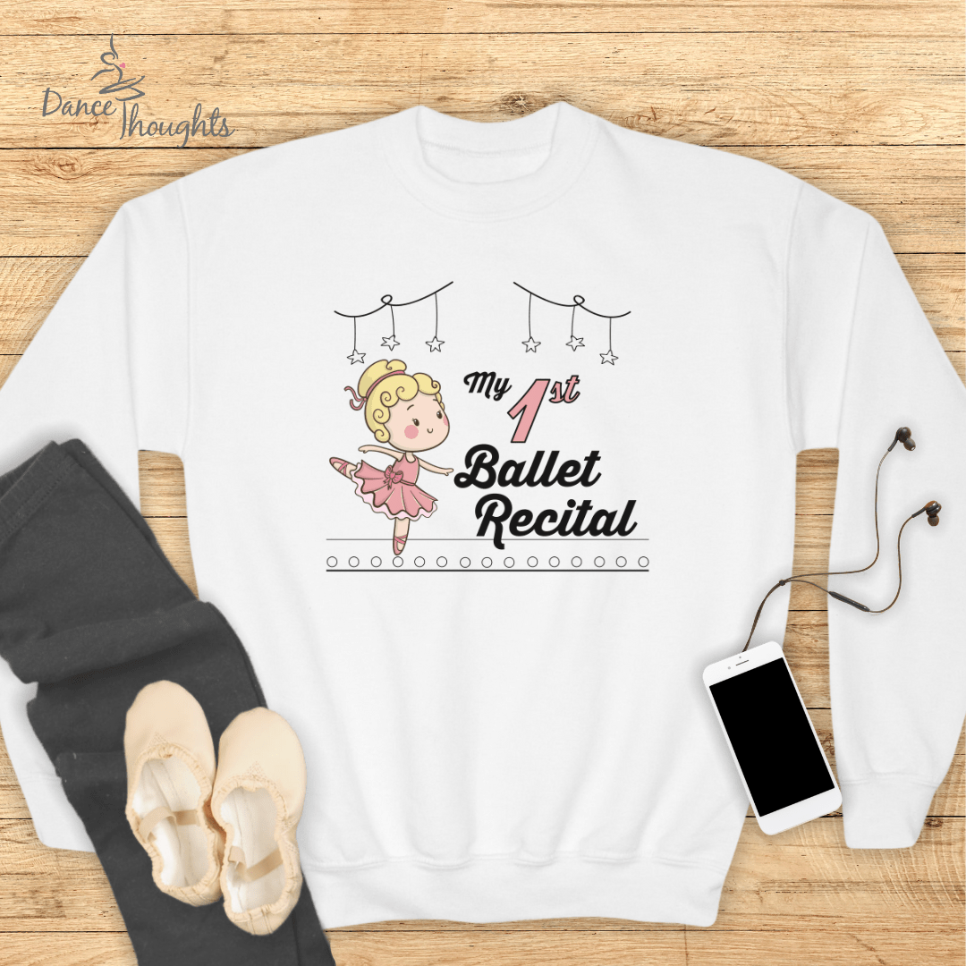 KIDS My First Ballet Recital (light skin/blonde hair) Sweatshirt-Kids clothes-Dance Thoughts