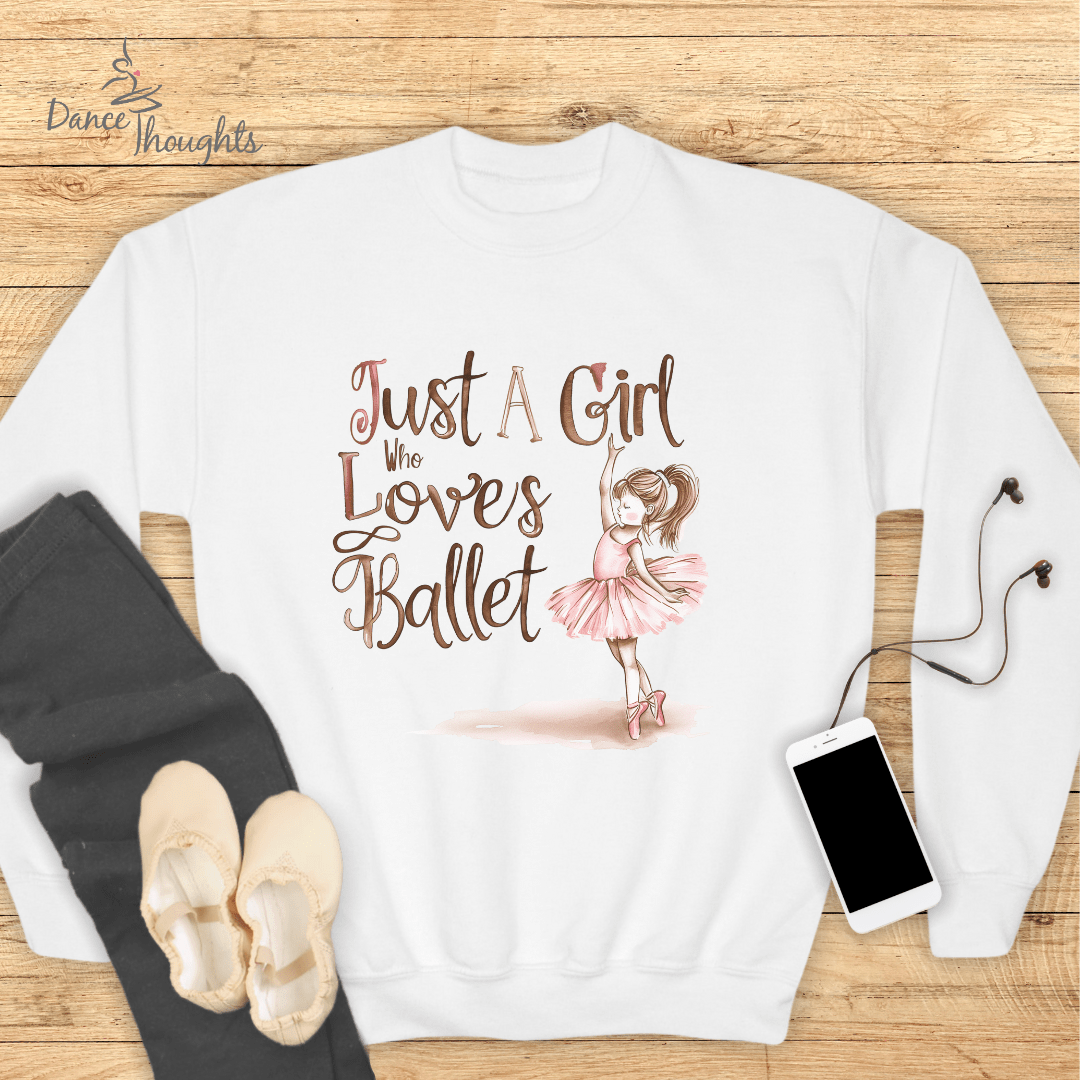 KIDS Just A Girl Who Loves Ballet Sweatshirt-Kids clothes-Dance Thoughts