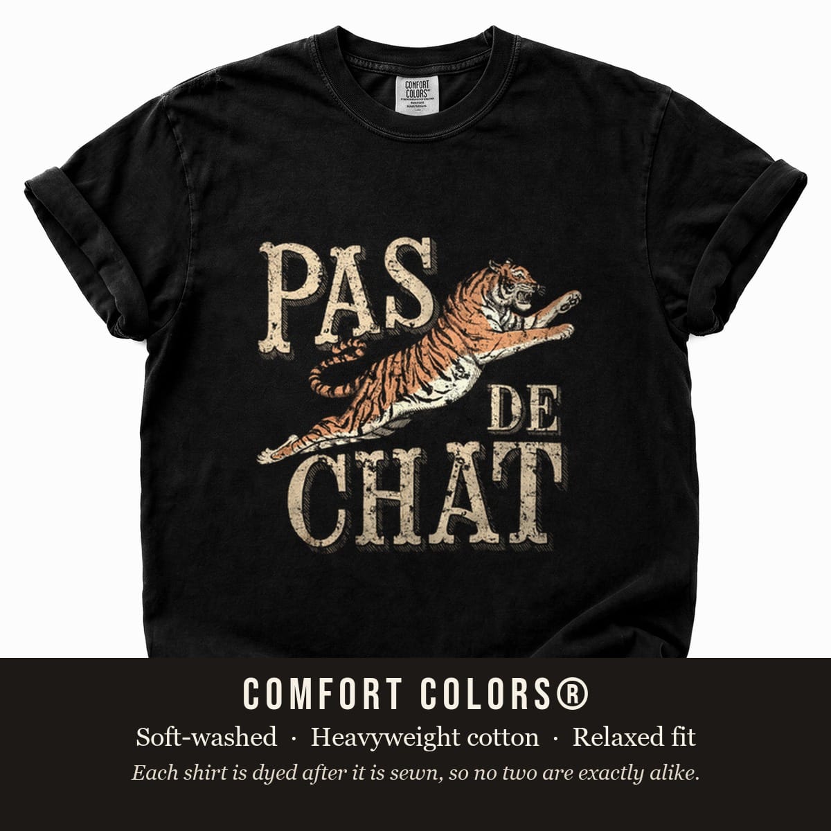 Black Comfort Colors flat lay