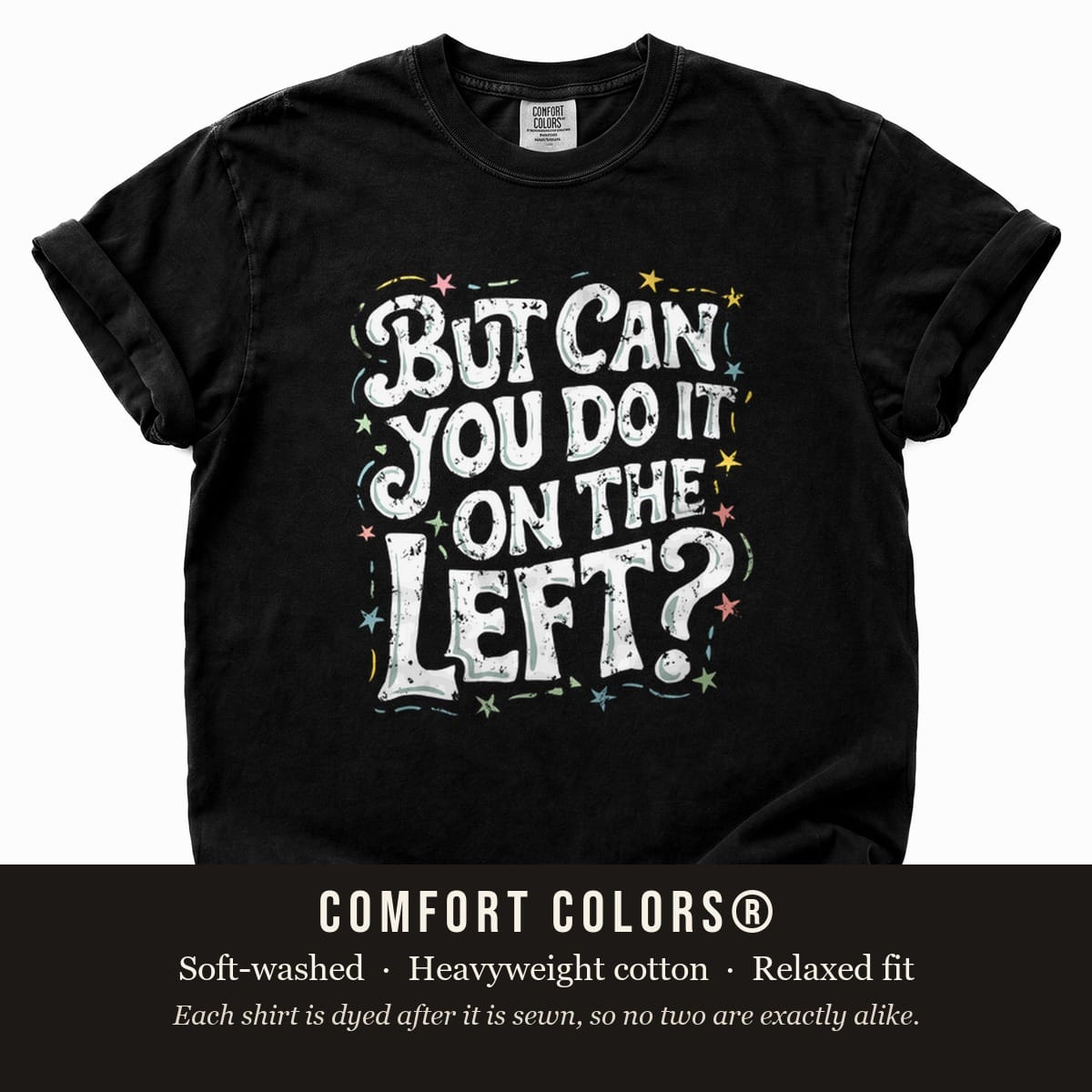 Black Comfort Colors flat lay