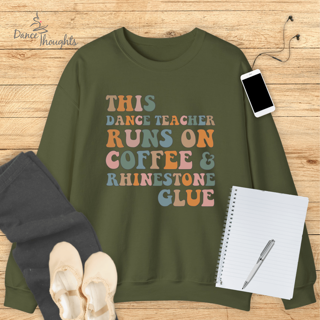 Coffee and Rhinestone Glue Sweatshirt