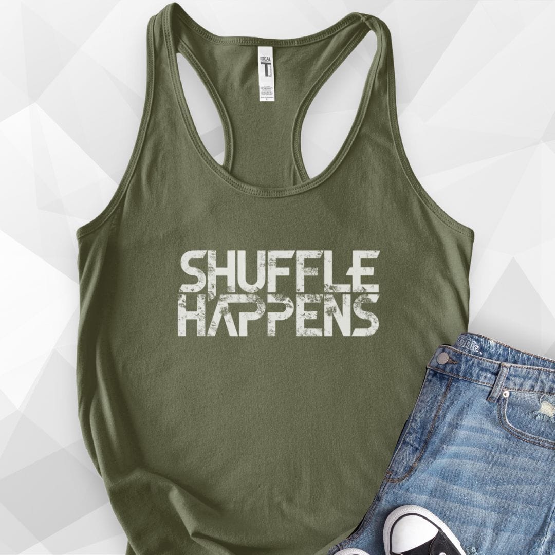 Shuffle Happens Tank Top - Solid Military Green