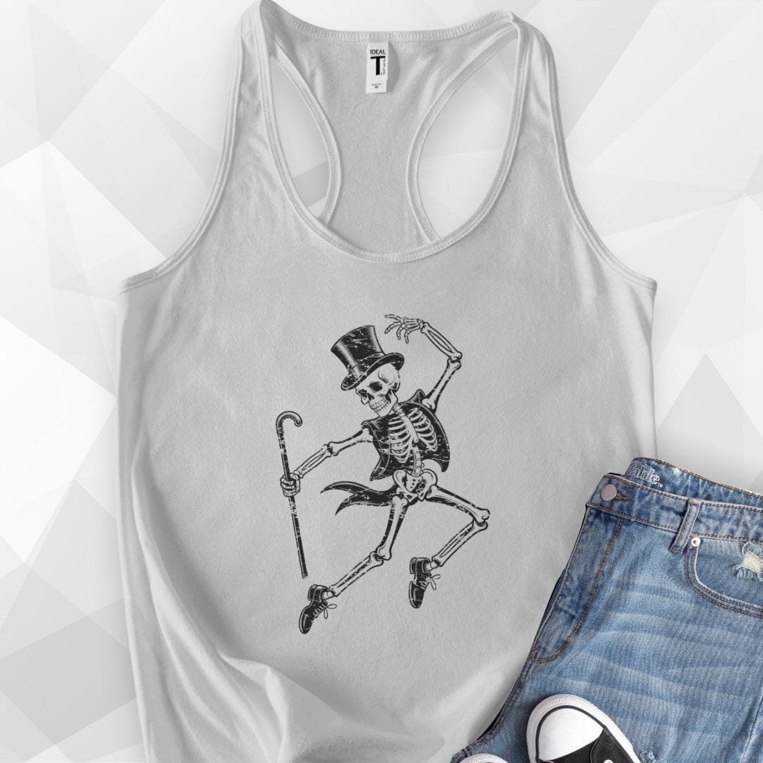 Tap Skeleton Tank Top - heather grey
