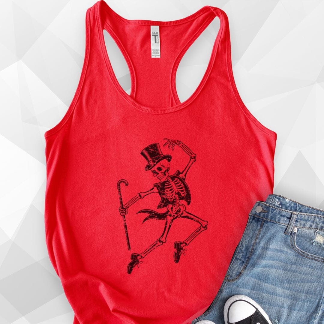 Tap Skeleton Tank Top - red