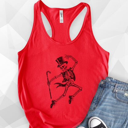 Tap Skeleton Tank Top - red
