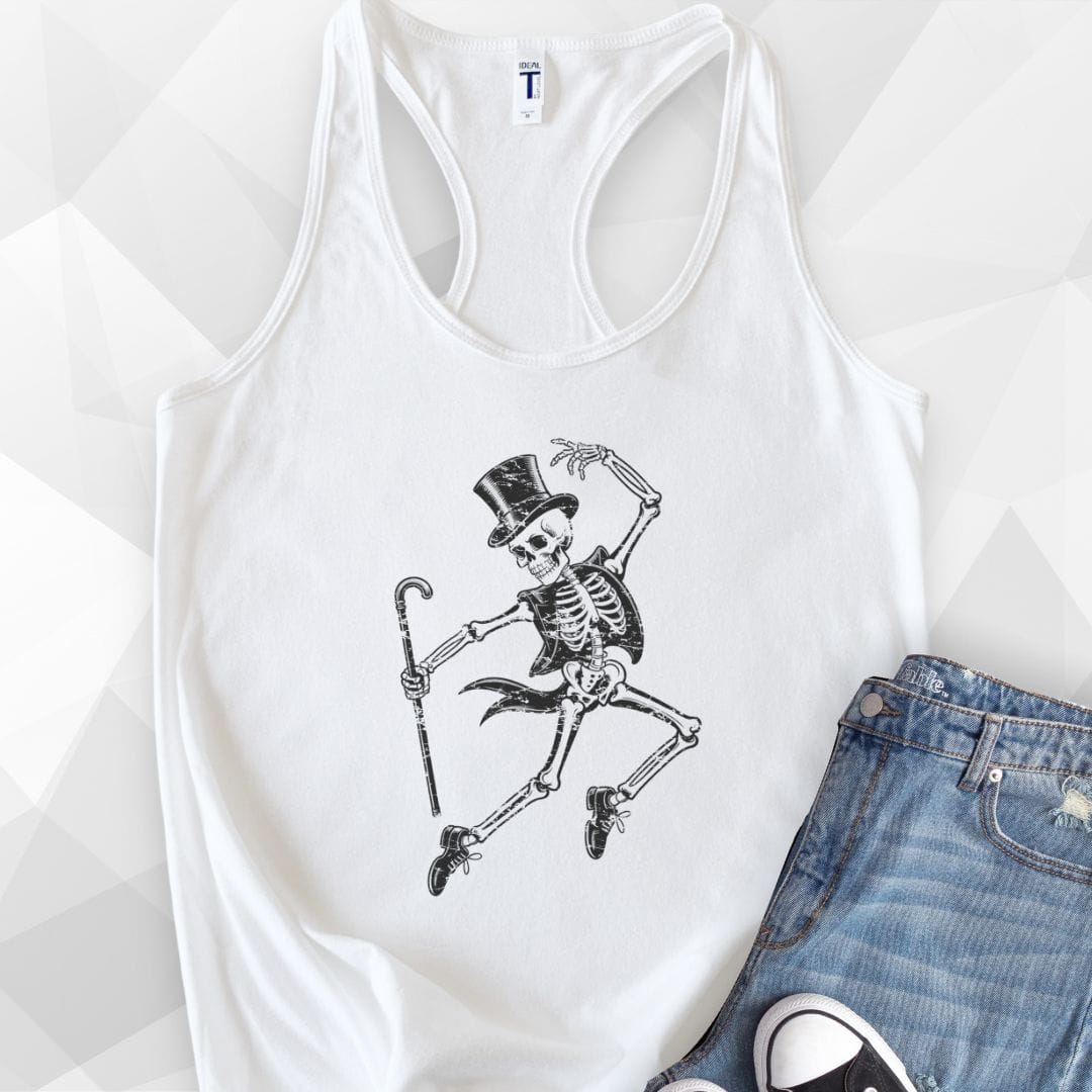 Tap Skeleton Tank Top - white