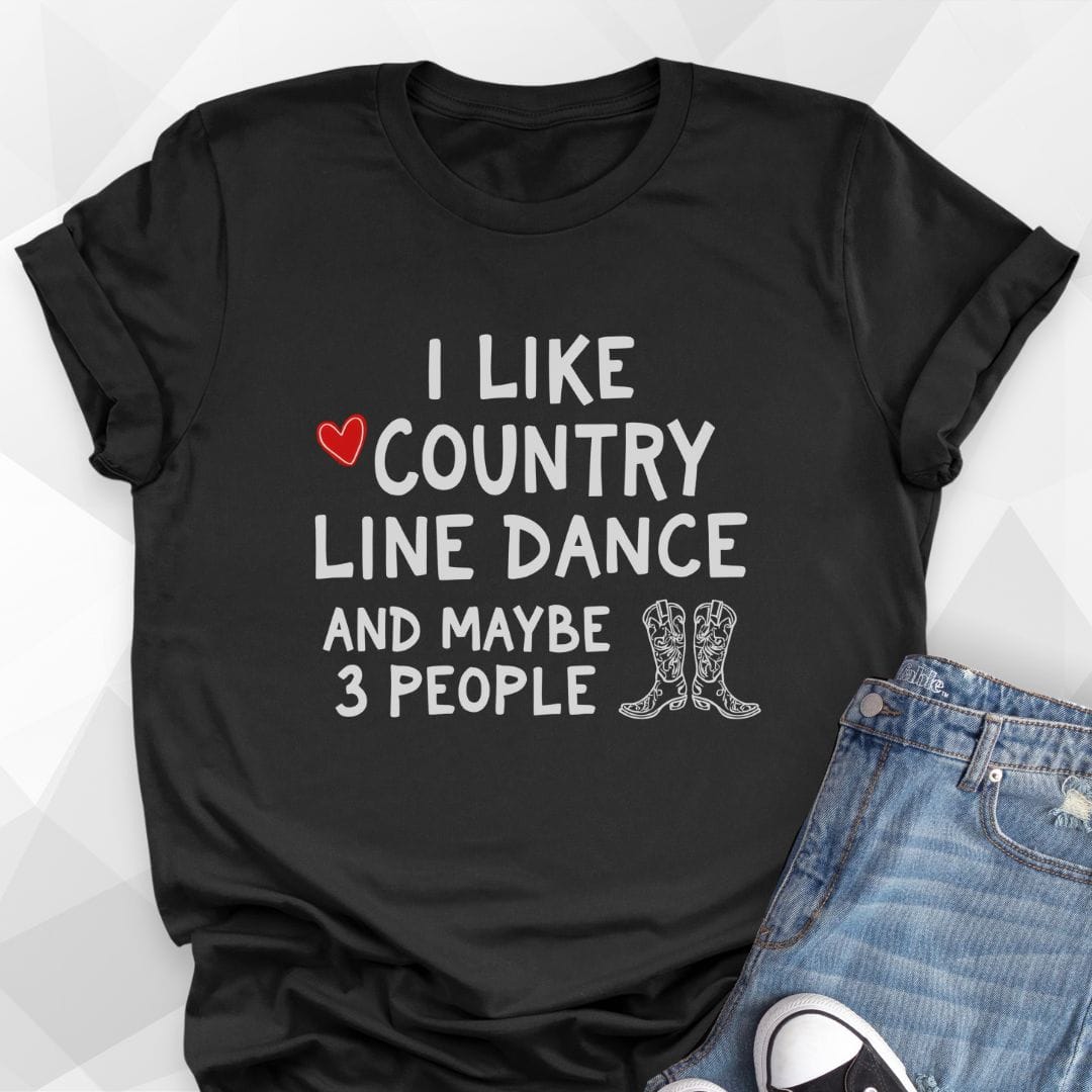 Country Line Dance & 3 People T-shirt - black
