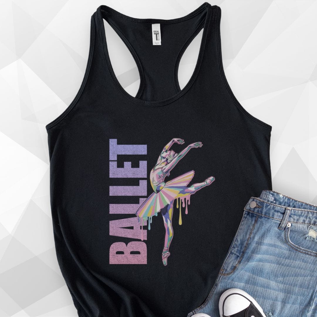 Watercolor Ballet Tank Top - black