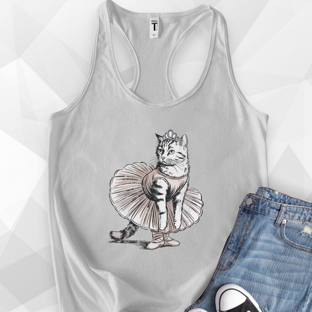 Ballet Cat Tank Top - Heather Grey
