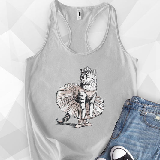 Ballet Cat Tank Top - Heather Grey