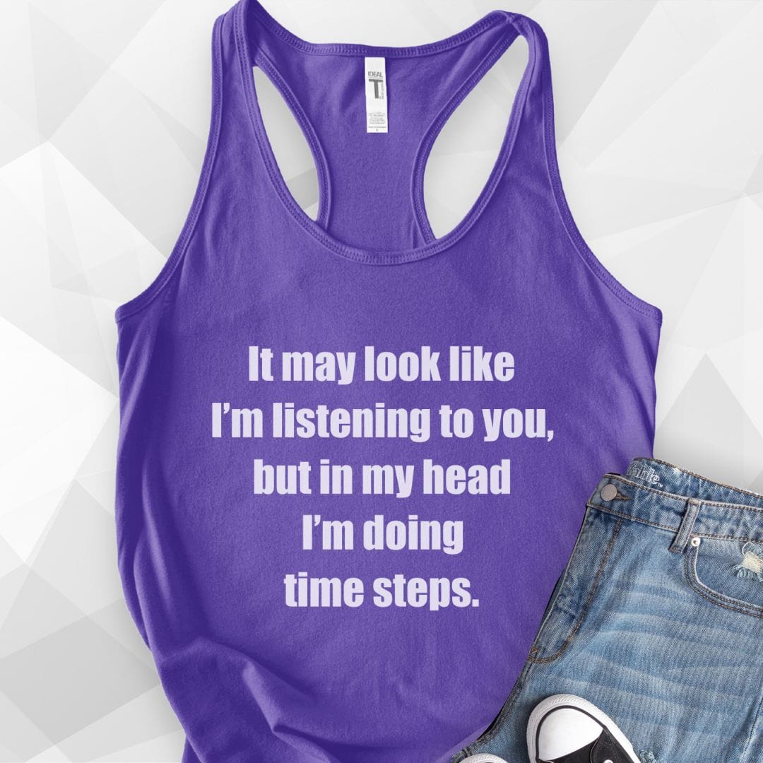 In My Head I'm Doing Time Steps Tank Top - Solid Purple Rush