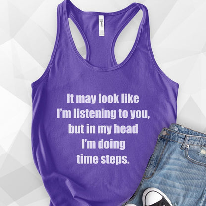In My Head I'm Doing Time Steps Tank Top - Solid Purple Rush