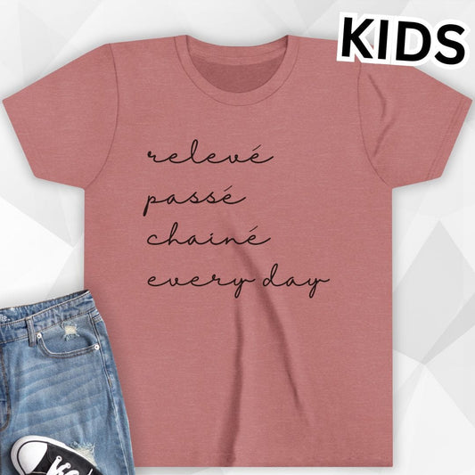 KIDS Releve, Passe, Chaine, Every Day T-shirt - Heather Mauve