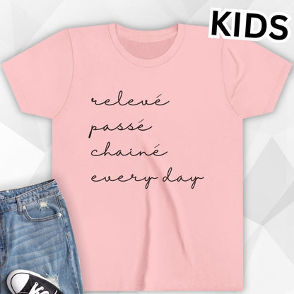 KIDS Releve, Passe, Chaine, Every Day T-shirt - Pink