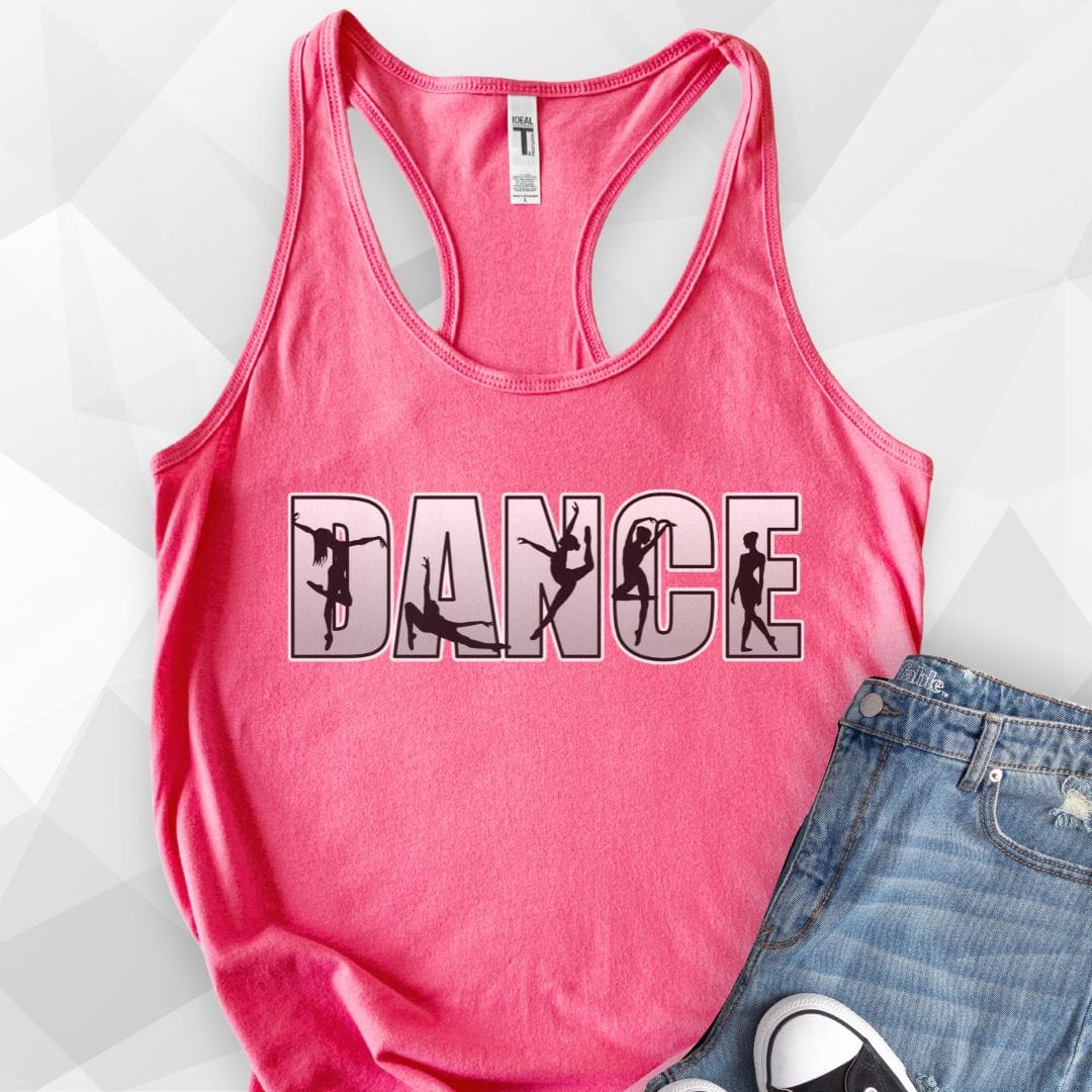 Dance Silhouettes Tank Top - solid hot pink
