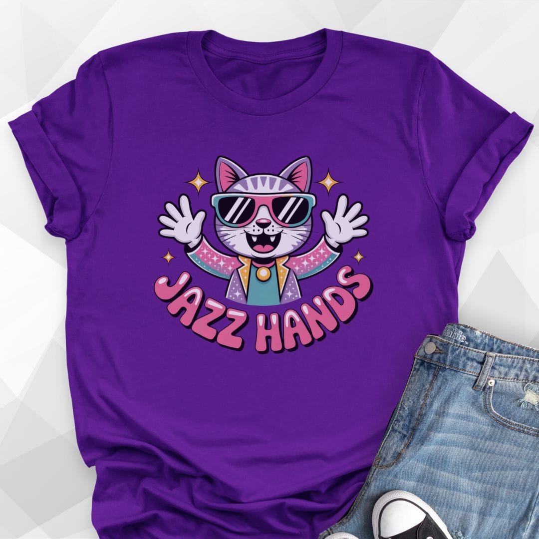 Jazz Hands Cat T-Shirt - team purple