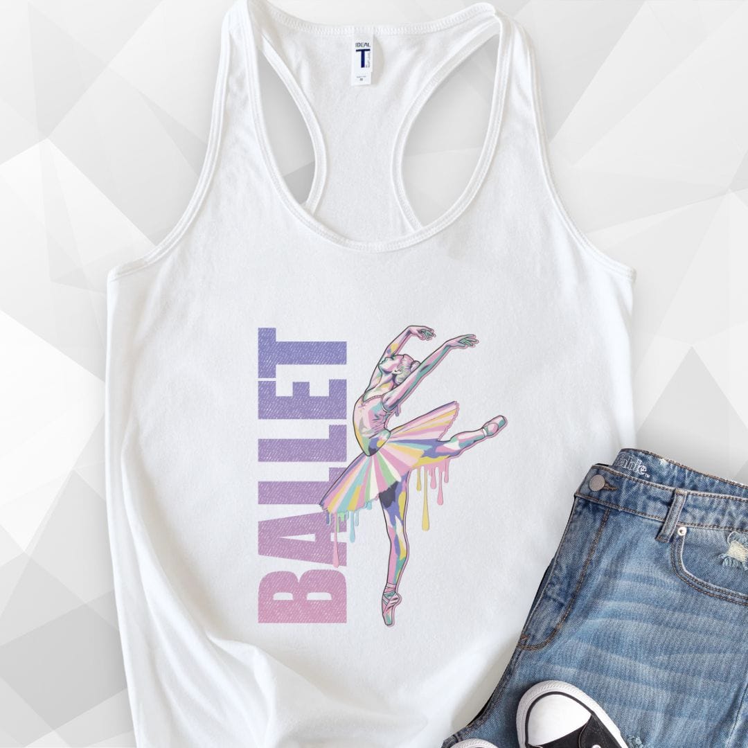 Watercolor Ballet Tank Top - white