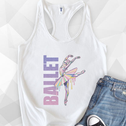 Watercolor Ballet Tank Top - white