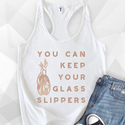 Keep Your Glass Slippers Pointe Shoes Tank Top - Solid White